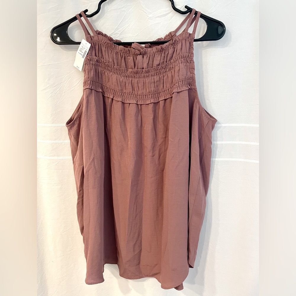 Maurices Solid Ruffle High Neck Tank
